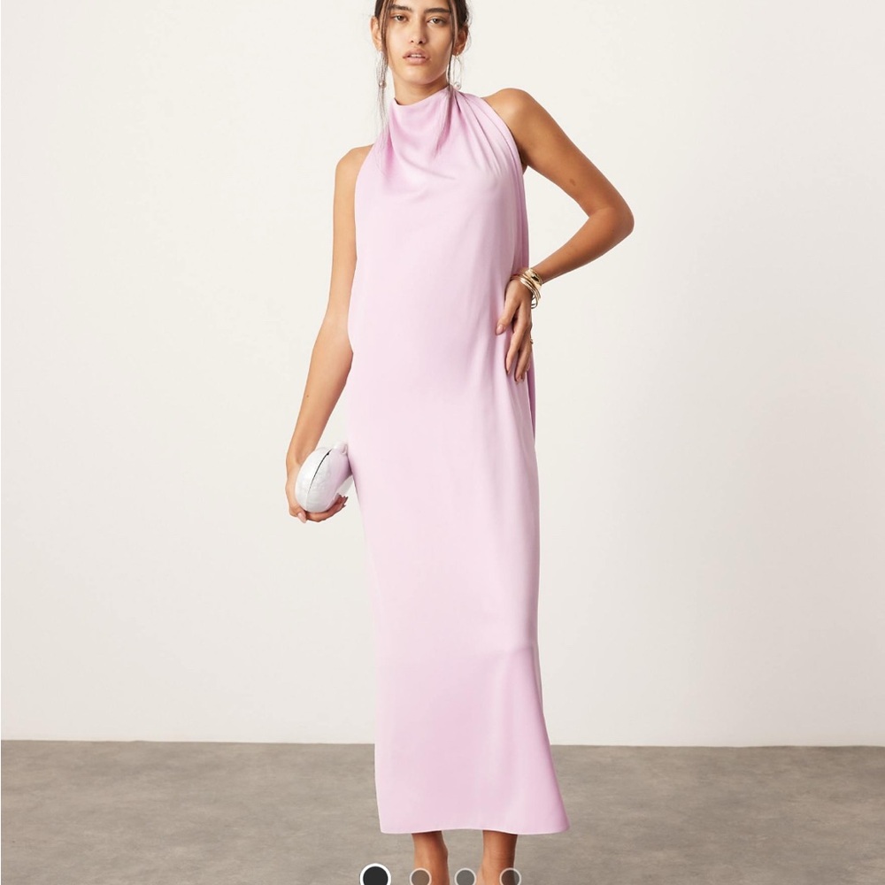 ASOS Halterneck Draped Midi Dress in Lilac